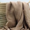 Muslin Cloth Baby Blanket Swaddle Light Brown.