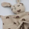 Muslin Cloth Baby Comforter Rabbit Rainbow Print.