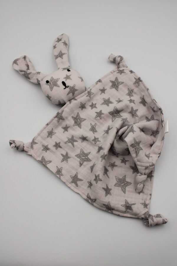 Muslin Cloth Baby Comforter Rabbit Stars. - Image 2